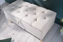 Riess-Ambiente Sitzbänke > Chesterfield Truhenbank CASTLE 100cm beige Sitzbank Landhausstil mit Stauraum