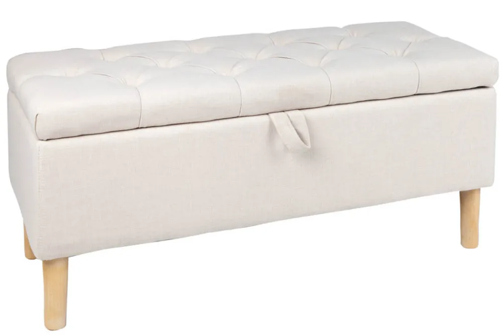 Riess-Ambiente Sitzbänke > Chesterfield Truhenbank CASTLE 100cm beige Sitzbank Landhausstil mit Stauraum
