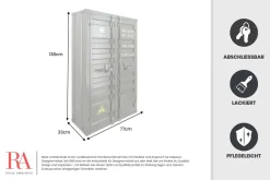 Riess-Ambiente Highboards|Industrial Loft > Container-Schrank GLOBETROTTER 140cm anthrazit Metall Aktenschrank Highboard