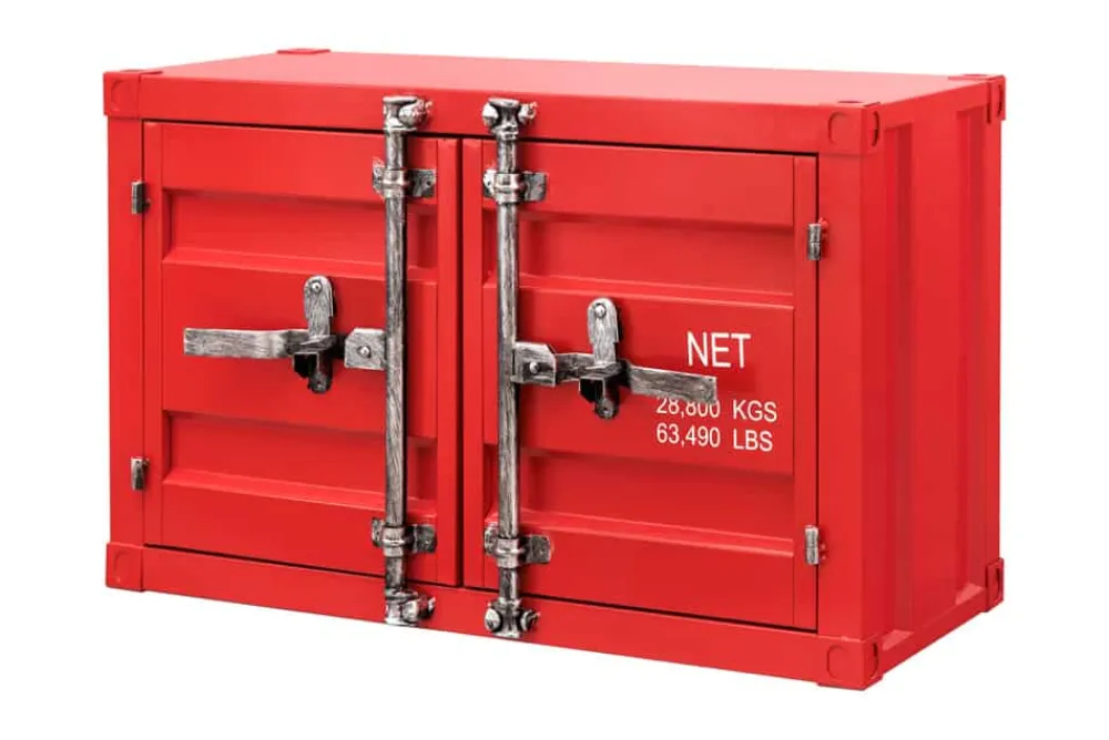 Riess-Ambiente Industrial Loft|Tv- & Lowboards > Container-Schrank GLOBETROTTER 80cm rot Metall Couchtisch mit Flügeltüren Kommode