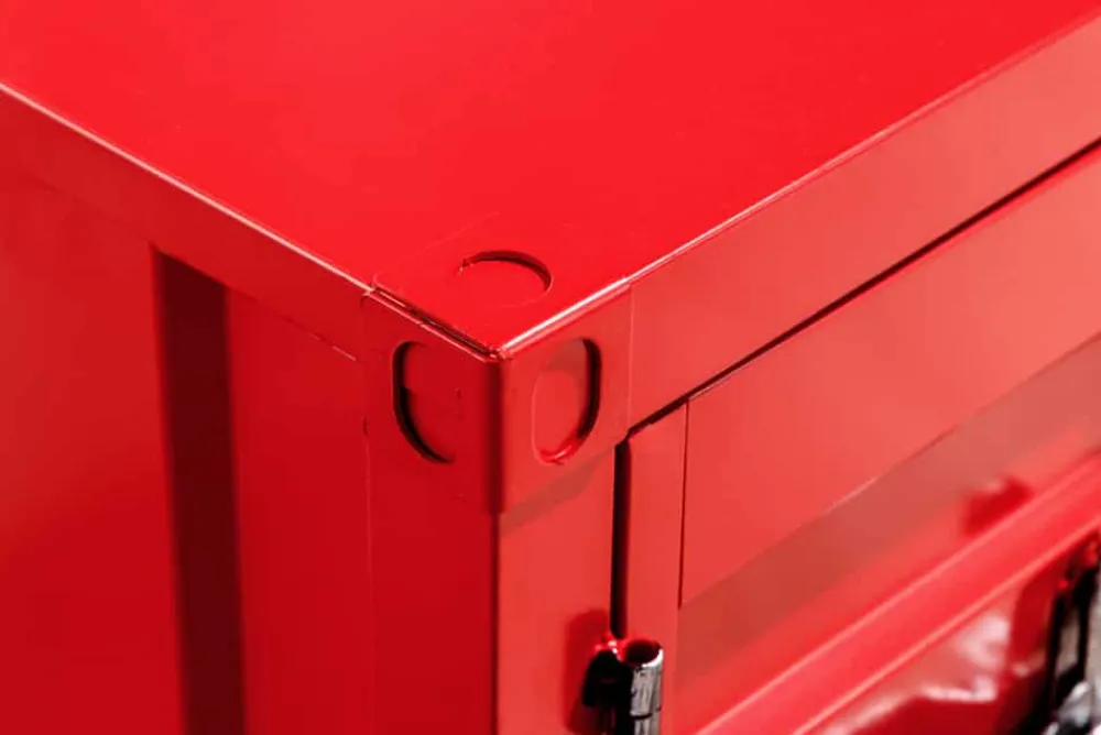 Riess-Ambiente Industrial Loft|Tv- & Lowboards > Container-Schrank GLOBETROTTER 80cm rot Metall Couchtisch mit Flügeltüren Kommode