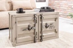 Riess-Ambiente Industrial Loft|Tv- & Lowboards > Container-Schrank GLOBETROTTER 80cm greige Metall Couchtisch mit Flügeltüren Kommode