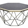 Riess-Ambiente Goldene Möbel|Couchtische & Truhen > Couchtisch DIAMOND 70cm schwarz weiß messing Mosaik Kunsthandwerk