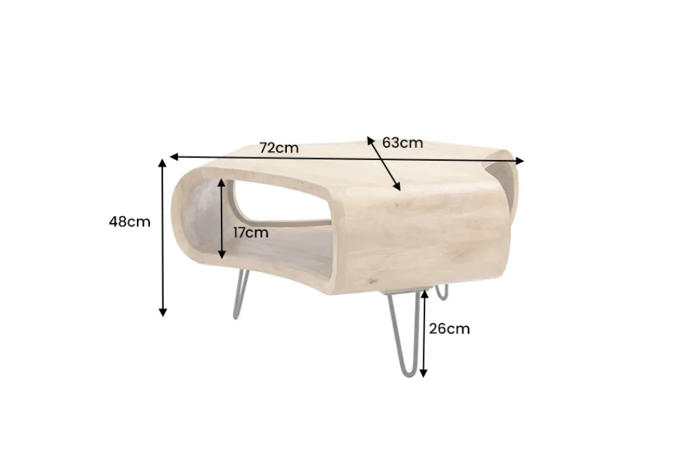 Riess-Ambiente Mehr...|Couchtische > Couchtisch ORGANIC LIVING 70cm natur cream finish Mangoholz mit Hairpin Legs