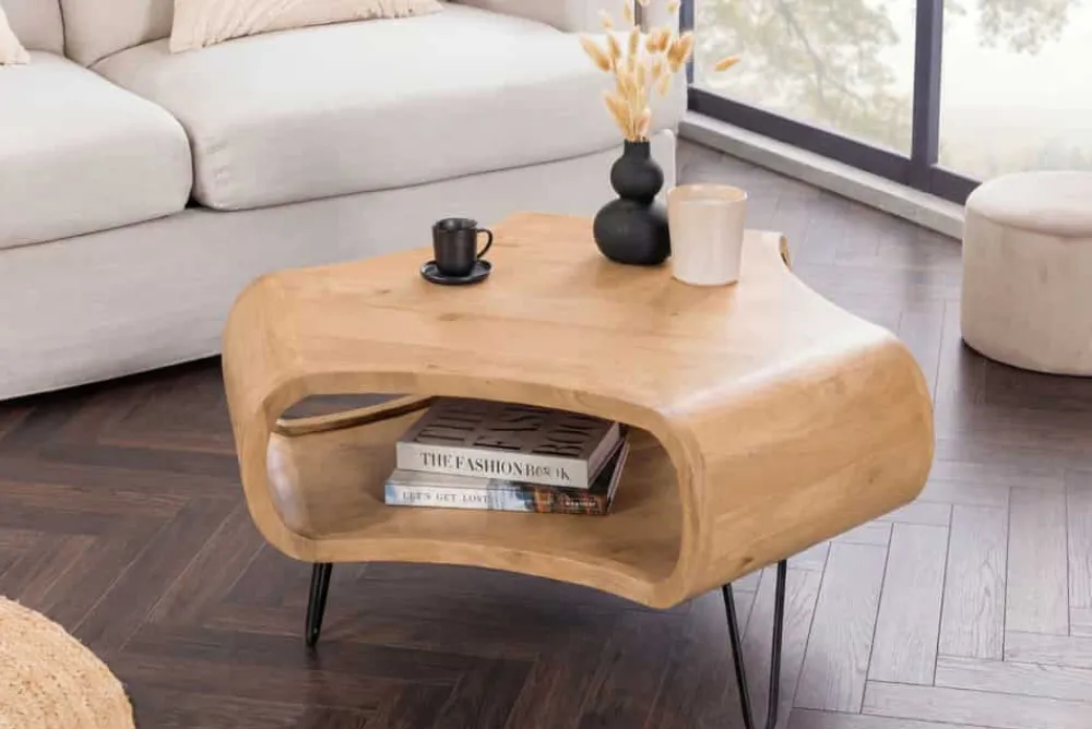 Riess-Ambiente Mehr...|Couchtische > Couchtisch ORGANIC LIVING 70cm natur cream finish Mangoholz mit Hairpin Legs