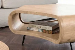 Riess-Ambiente Mehr...|Couchtische > Couchtisch ORGANIC LIVING 90cm natur cream finish Mangoholz mit Hairpin Legs