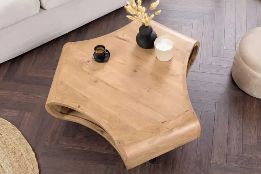 Riess-Ambiente Mehr...|Couchtische > Couchtisch ORGANIC LIVING 90cm natur cream finish Mangoholz mit Hairpin Legs