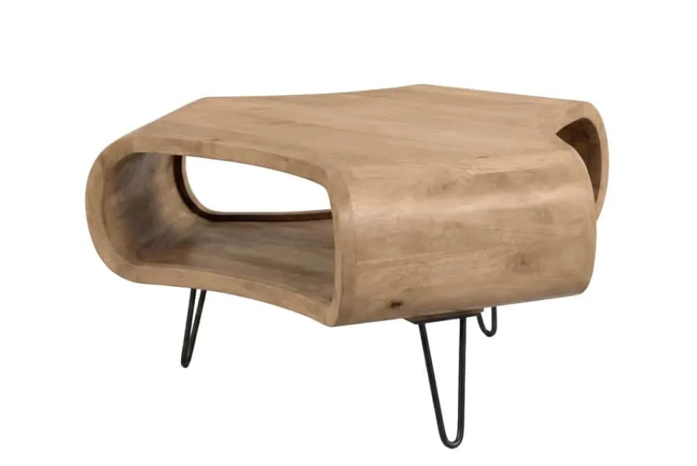 Riess-Ambiente Mehr...|Couchtische > Couchtisch ORGANIC LIVING 90cm natur cream finish Mangoholz mit Hairpin Legs