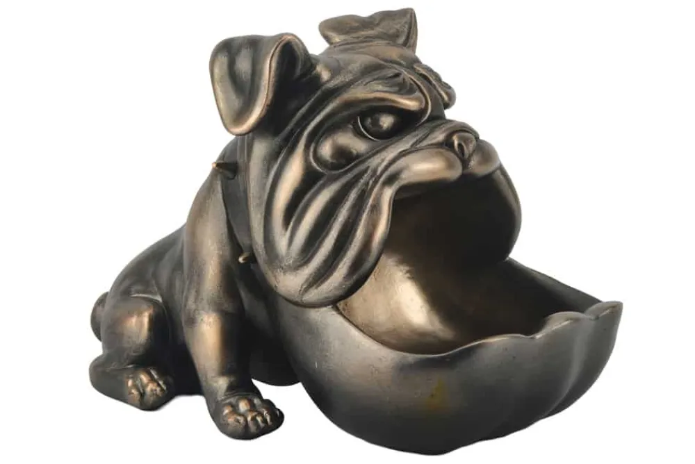 Riess-Ambiente Dekoration|Schalen > Deko-Figur BULLDOG 30cm bronze mit Ablagefach handmade