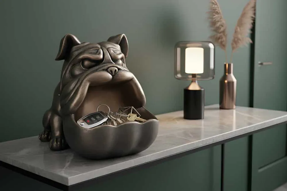 Riess-Ambiente Dekoration|Schalen > Deko-Figur BULLDOG 30cm bronze mit Ablagefach handmade