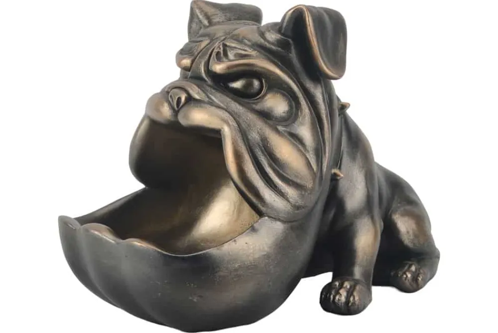 Riess-Ambiente Dekoration|Schalen > Deko-Figur BULLDOG 30cm bronze mit Ablagefach handmade