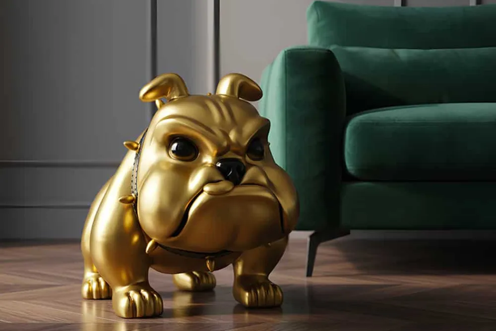 Riess-Ambiente Dekoration|Goldene Möbel > Deko-Figur BULLDOG 70cm gold handmade Hunde-Skulptur