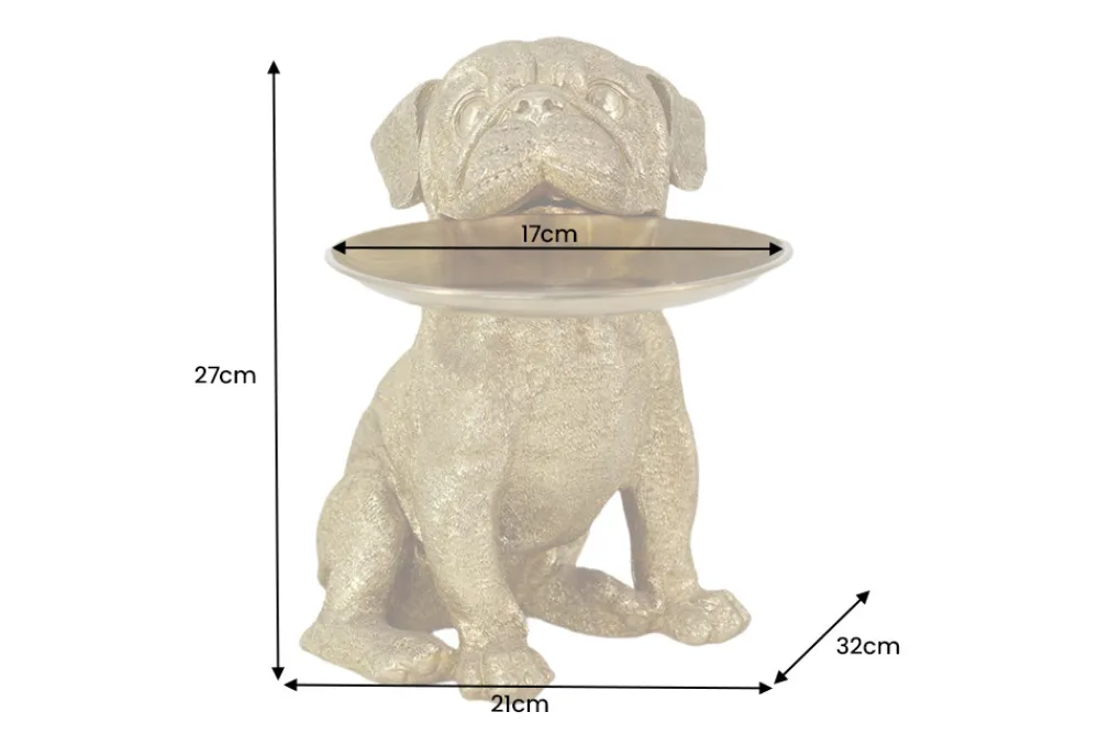Riess-Ambiente Dekoration|Goldene Möbel > Deko-Figur BULLDOG 35cm gold Spardose mit Ablageplatte handmade