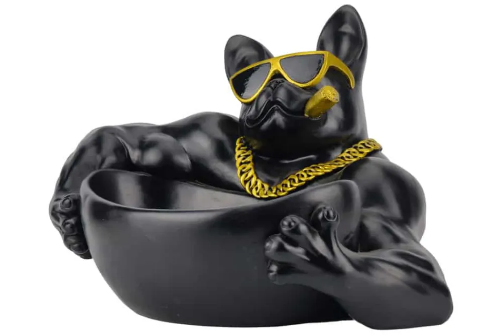 Riess-Ambiente Dekoration|Schalen > Deko-Figur BULLDOG 35cm schwarz handmade Schale mit Ablagefach