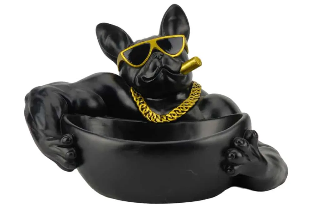 Riess-Ambiente Dekoration|Schalen > Deko-Figur BULLDOG 35cm schwarz handmade Schale mit Ablagefach