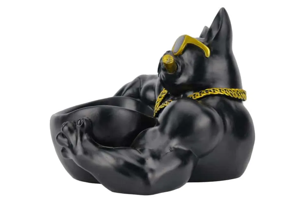 Riess-Ambiente Dekoration|Schalen > Deko-Figur BULLDOG 35cm schwarz handmade Schale mit Ablagefach