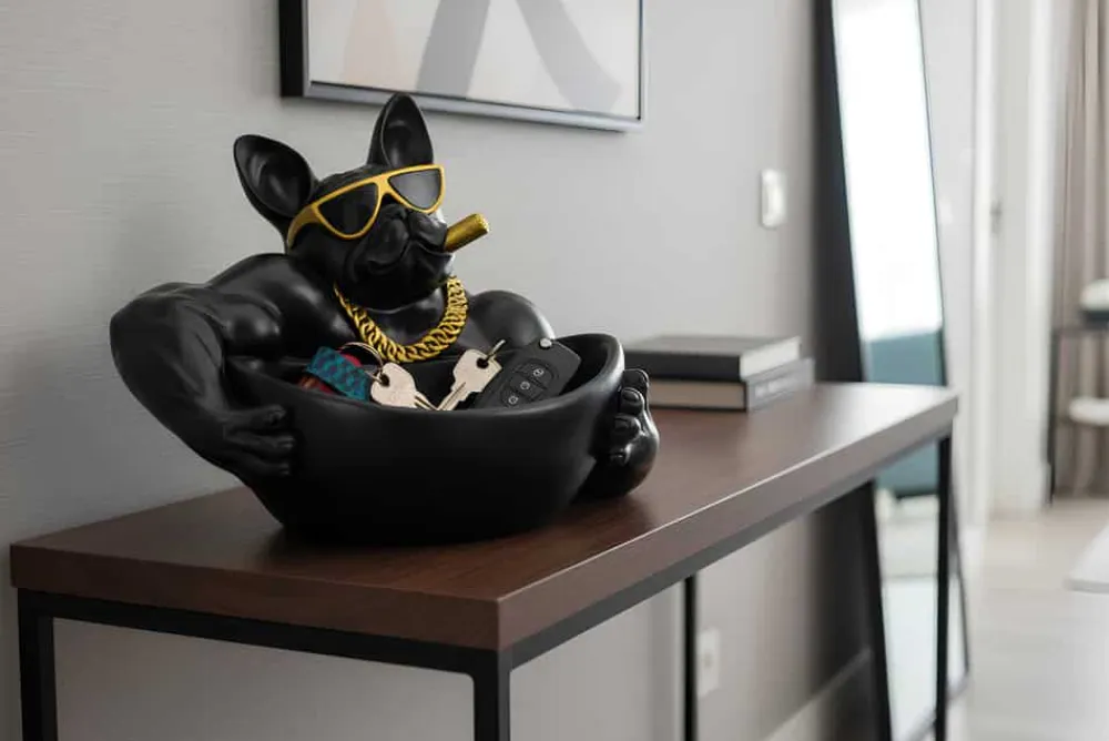 Riess-Ambiente Dekoration|Schalen > Deko-Figur BULLDOG 35cm schwarz handmade Schale mit Ablagefach