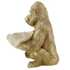 Riess-Ambiente Dekoration|Goldene Möbel > Deko-Figur GORILLA 40cm gold beige handmade mit Schale im Blatt-Design