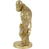 Riess-Ambiente Dekoration|Goldene Möbel > Deko-Figur KING APE 35cm gold Gorilla mit Hanteln handmade