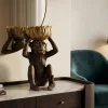 Riess-Ambiente Dekoration|Goldene Möbel > Deko-Figur MONKEY 50cm schwarz gold Affe mit Schale handmade