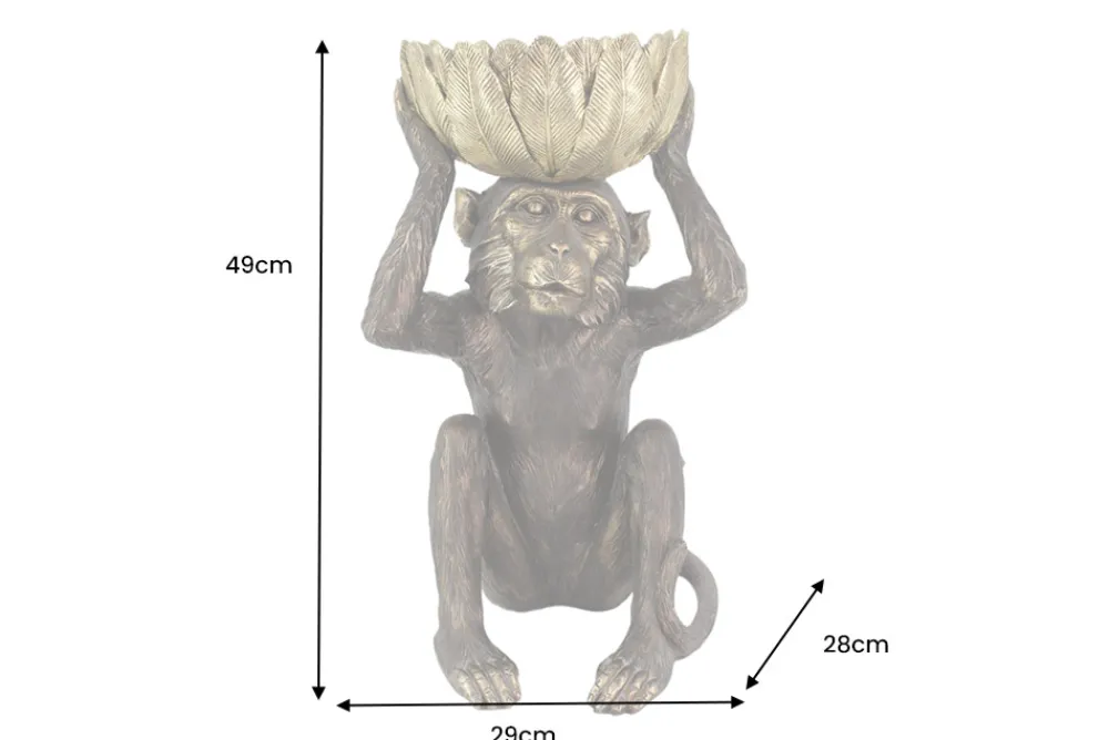 Riess-Ambiente Dekoration|Goldene Möbel > Deko-Figur MONKEY 50cm schwarz gold Affe mit Schale handmade
