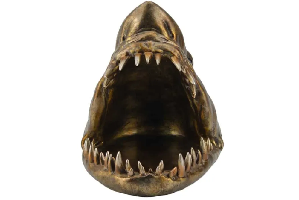 Riess-Ambiente Dekoration|Schalen > Deko-Figur SHARK HEAD 25cm bronze mit Ablagefach handmade