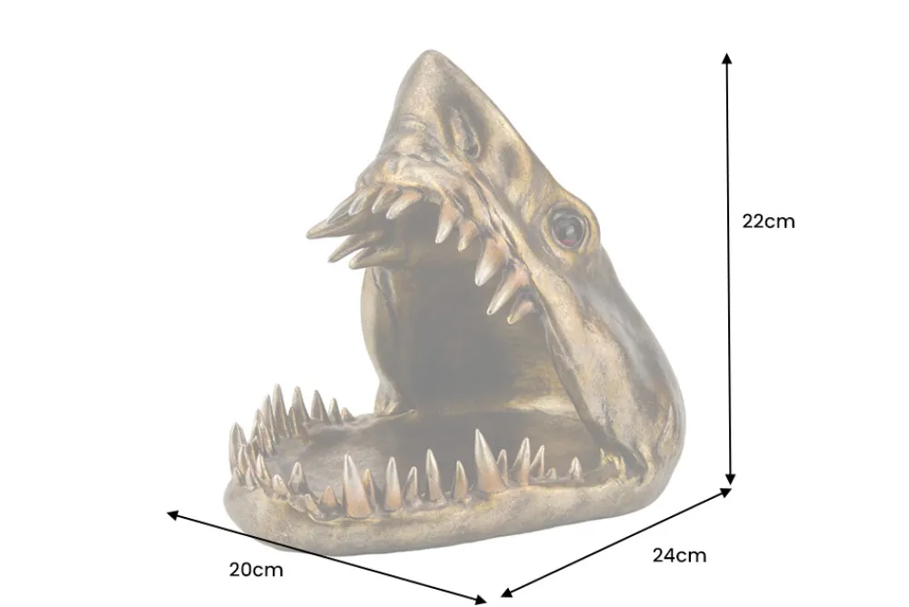 Riess-Ambiente Dekoration|Schalen > Deko-Figur SHARK HEAD 25cm bronze mit Ablagefach handmade