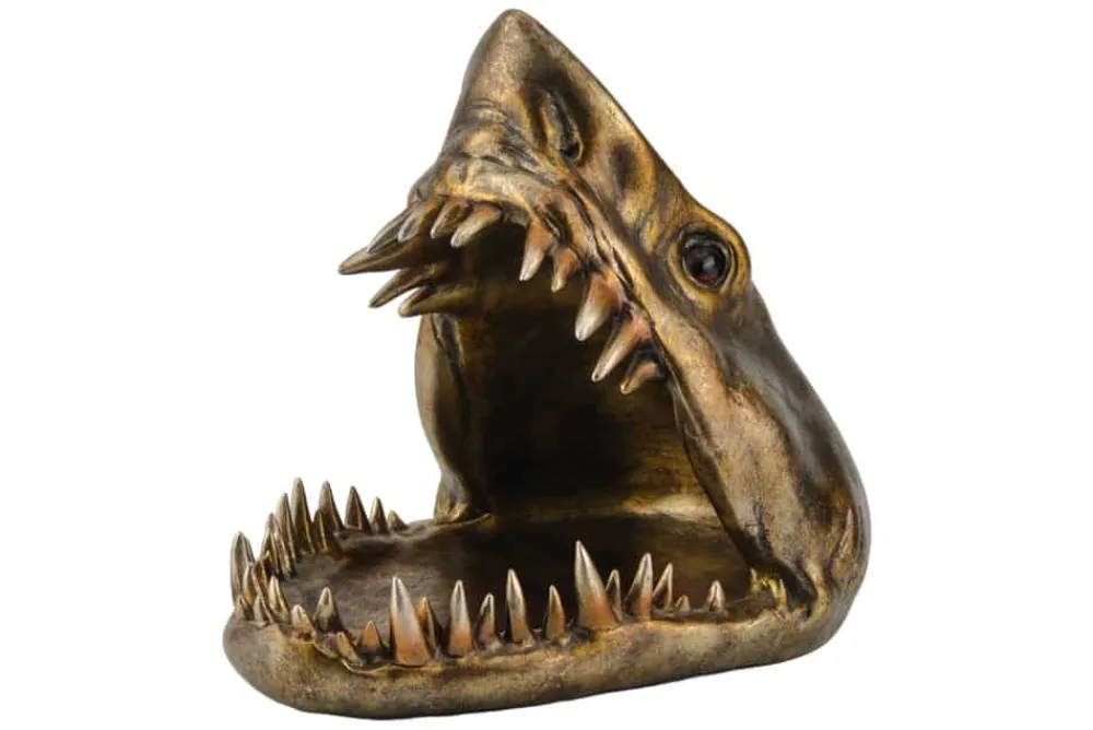 Riess-Ambiente Dekoration|Schalen > Deko-Figur SHARK HEAD 25cm bronze mit Ablagefach handmade