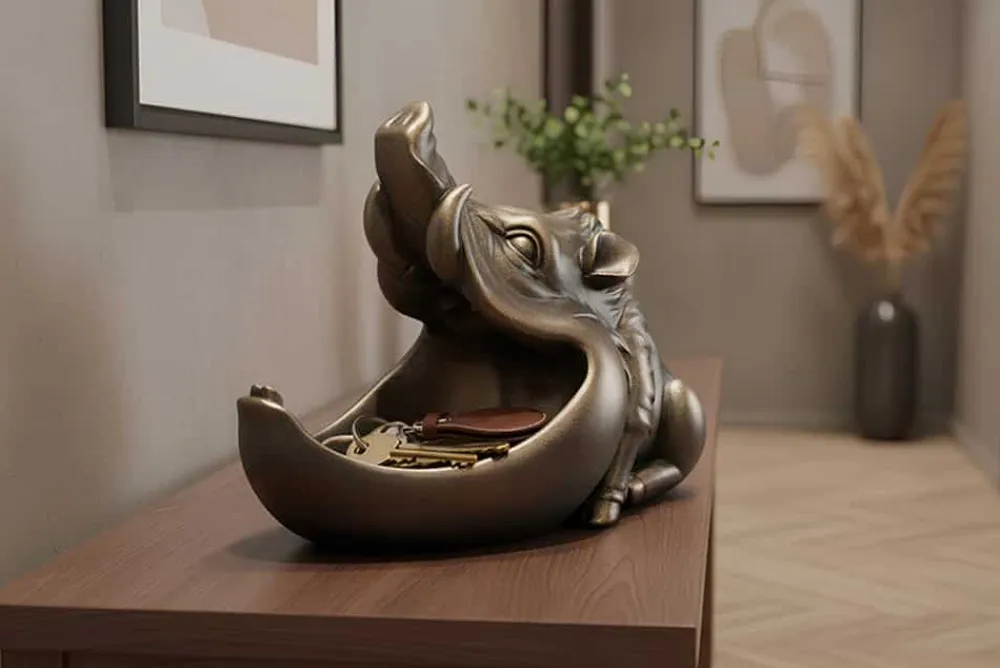 Riess-Ambiente Dekoration|Schalen > Deko-Figur WARTHOG 35cm bronze mit Ablagefach handmade