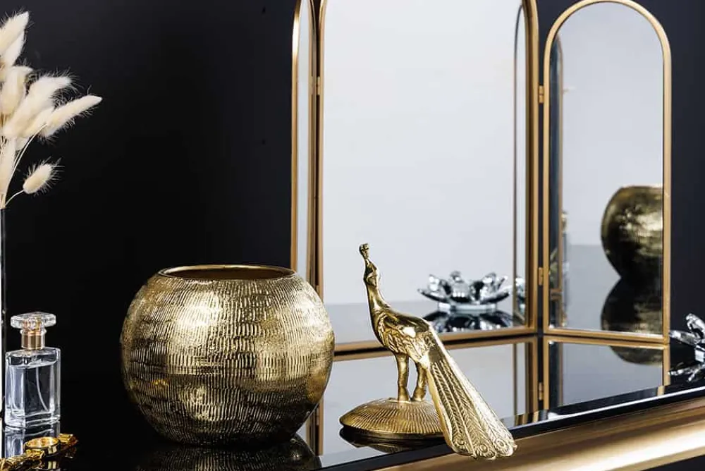 Riess-Ambiente Dekoration|Goldene Möbel > Dekorative Dose WILDLIFE BIRD 30cm gold antik rund Metall