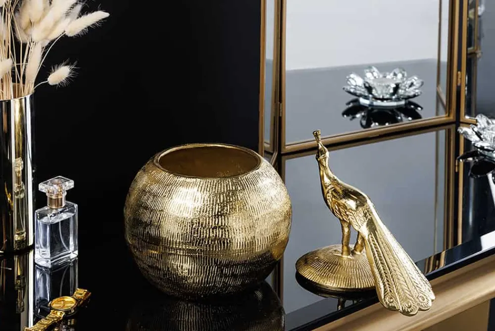 Riess-Ambiente Dekoration|Goldene Möbel > Dekorative Dose WILDLIFE BIRD 30cm gold antik rund Metall