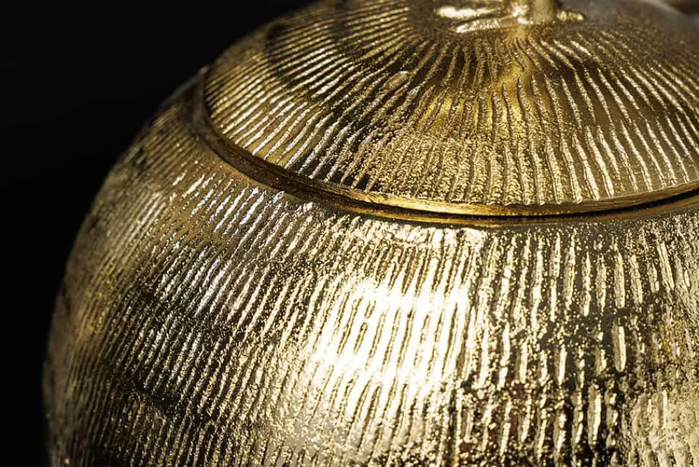 Riess-Ambiente Dekoration|Goldene Möbel > Dekorative Dose WILDLIFE BIRD 30cm gold antik rund Metall