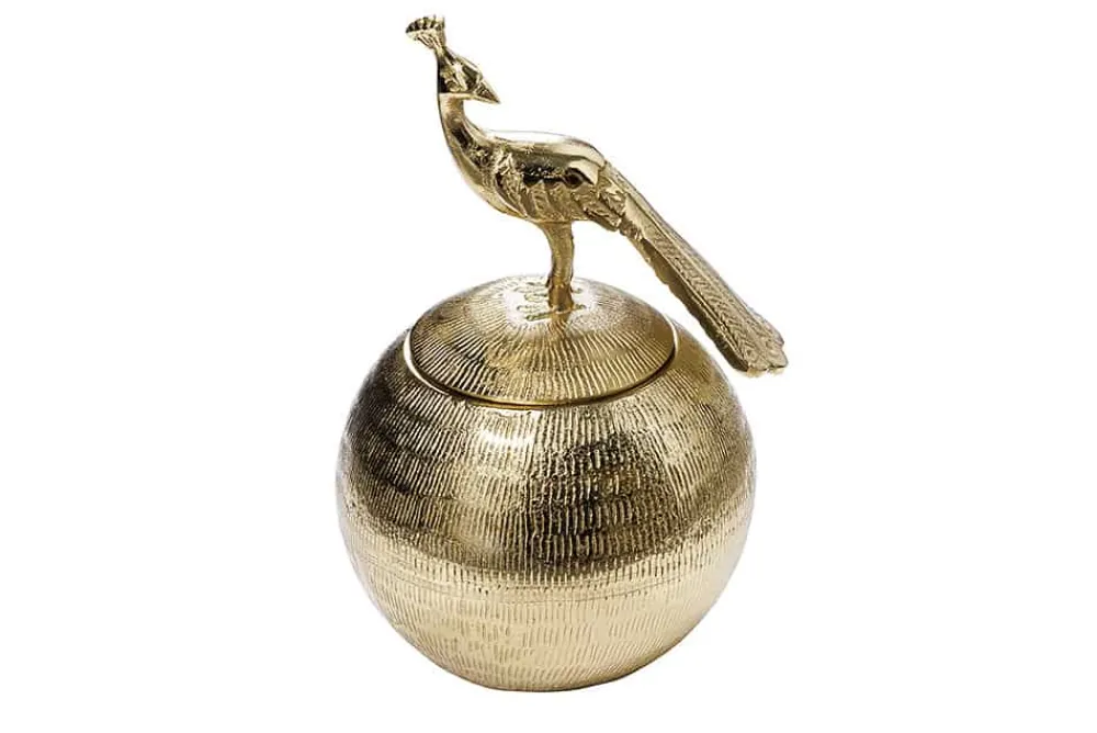 Riess-Ambiente Dekoration|Goldene Möbel > Dekorative Dose WILDLIFE BIRD 30cm gold antik rund Metall