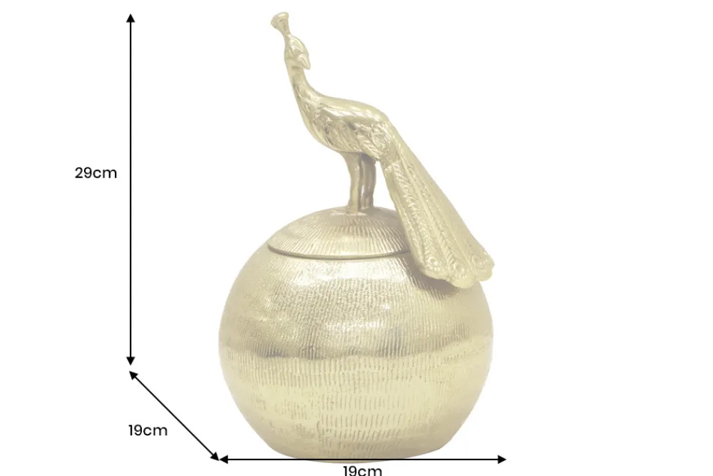 Riess-Ambiente Dekoration|Goldene Möbel > Dekorative Dose WILDLIFE BIRD 30cm gold antik rund Metall