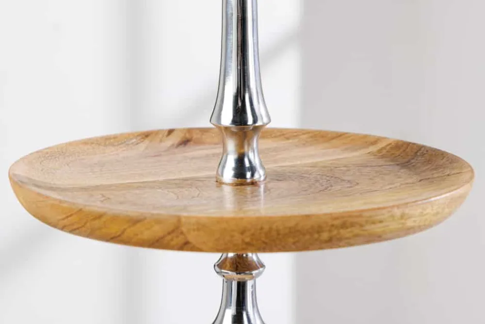 Riess-Ambiente Mehr...|Wohnaccessoires > Dekorative Etagere PURE NATURE 68cm silber Mangoholz handmade drei Etagen