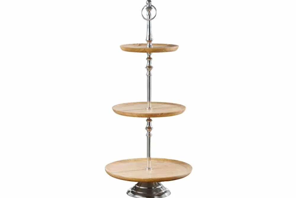 Riess-Ambiente Mehr...|Wohnaccessoires > Dekorative Etagere PURE NATURE 68cm silber Mangoholz handmade drei Etagen