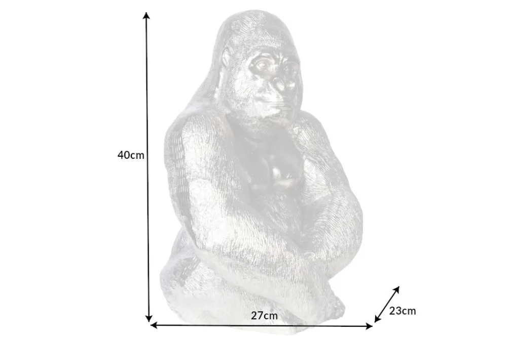 Riess-Ambiente Dekoration > Dekorative Gorillafigur KONG 40cm silber handmade Metall Skulptur