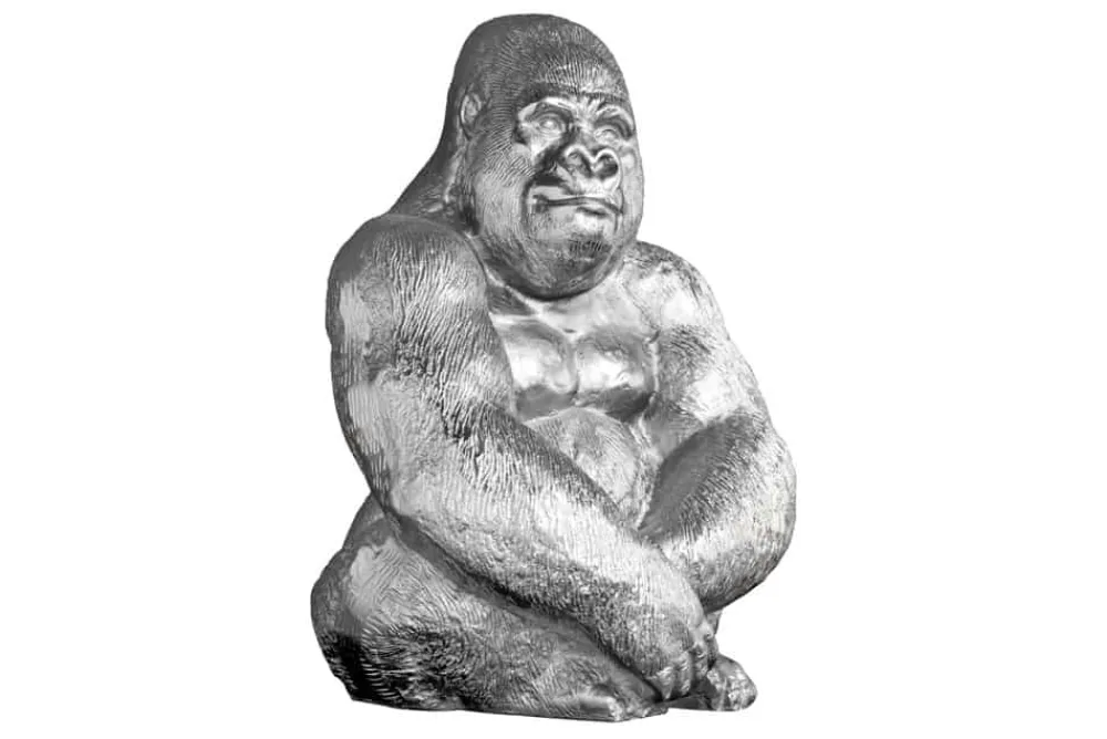 Riess-Ambiente Dekoration > Dekorative Gorillafigur KONG 40cm silber handmade Metall Skulptur