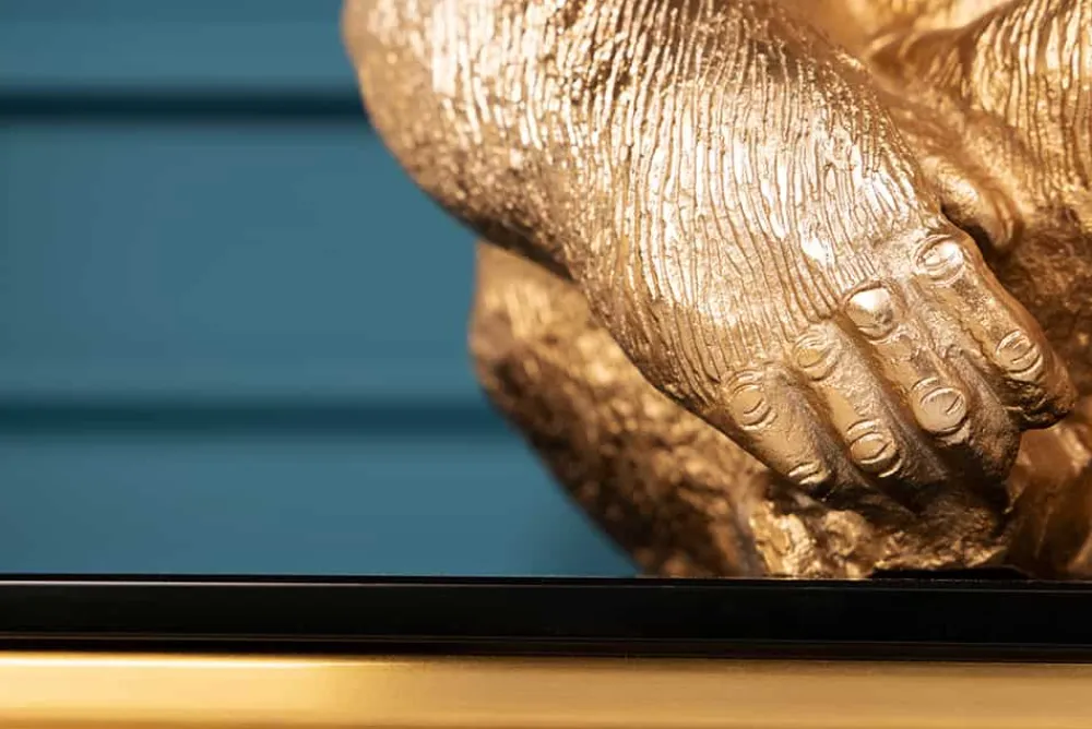 Riess-Ambiente Dekoration|Goldene Möbel > Dekorative Gorillafigur KONG 40cm gold handmade Metall Skulptur