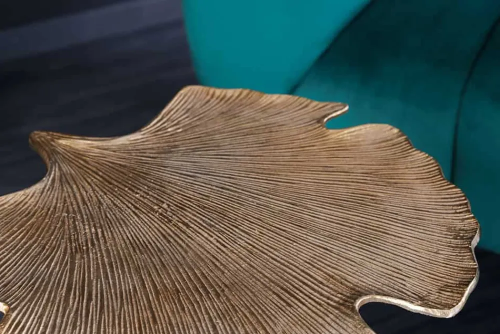Riess-Ambiente Beistelltische|Goldene Möbel > Dekorativer Beistelltisch GINKGO LEAF 55cm gold handmade Metall