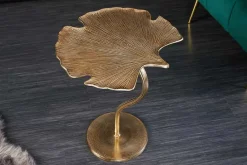 Riess-Ambiente Beistelltische|Goldene Möbel > Dekorativer Beistelltisch GINKGO LEAF 55cm gold handmade Metall