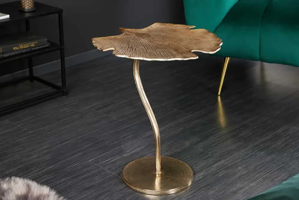 Riess-Ambiente Beistelltische|Goldene Möbel > Dekorativer Beistelltisch GINKGO LEAF 55cm gold handmade Metall