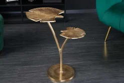 Riess-Ambiente Beistelltische|Goldene Möbel > Dekorativer Beistelltisch GINKGO LEAFS 50cm gold handmade Metall