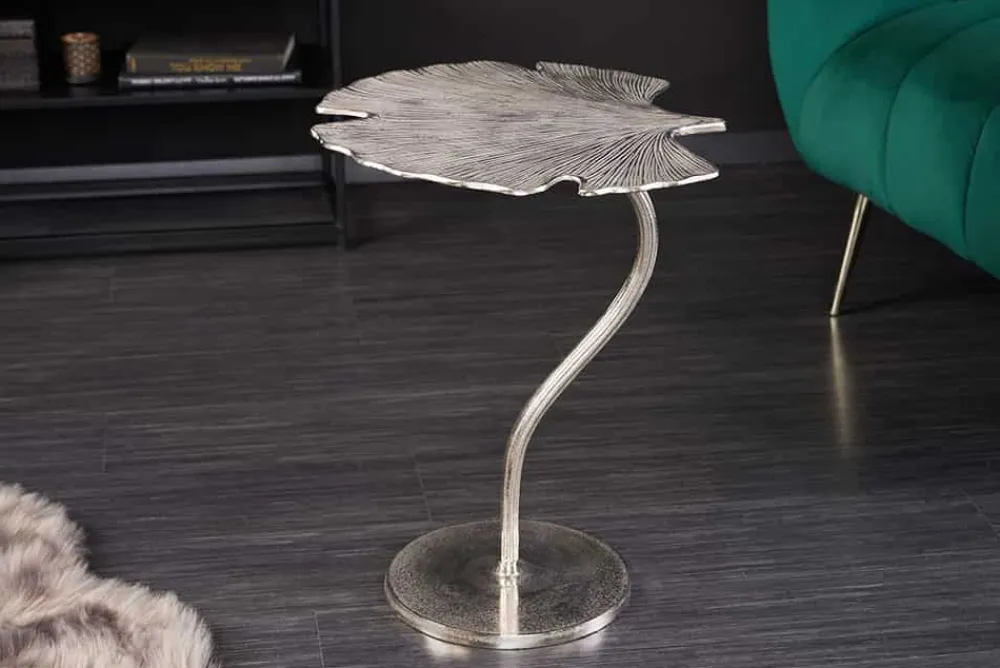 Riess-Ambiente Beistelltische > Dekorativer Beistelltisch GINKGO LEAF 55cm silber handmade Metall