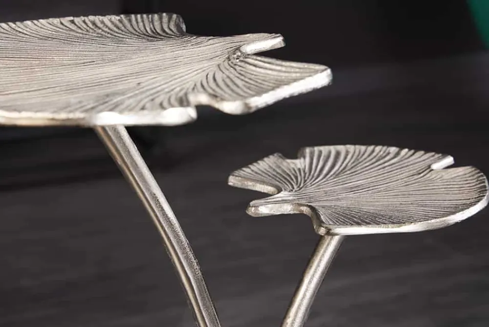 Riess-Ambiente Beistelltische > Dekorativer Beistelltisch GINKGO LEAFS 50cm silber handmade Metall