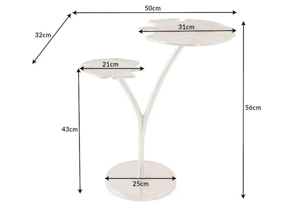 Riess-Ambiente Beistelltische > Dekorativer Beistelltisch GINKGO LEAFS 50cm silber handmade Metall