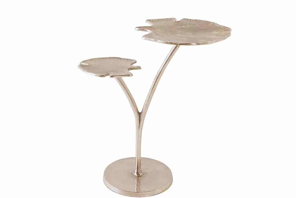 Riess-Ambiente Beistelltische > Dekorativer Beistelltisch GINKGO LEAFS 50cm silber handmade Metall