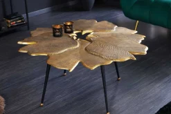 Riess-Ambiente Beistelltische|Goldene Möbel > Dekorativer Couchtisch GINKGO 95cm gold schwarz handmade Metall