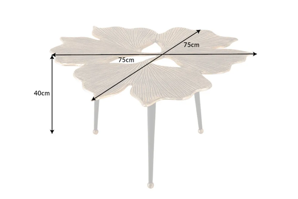 Riess-Ambiente Goldene Möbel|Couchtische & Truhen > Dekorativer Couchtisch GINKGO LEAFS 75cm gold handmade Metall