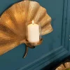 Riess-Ambiente Goldene Möbel|Kerzenständer > Dekorativer Kerzenhalter GINKGO 44cm gold handmade Metall Wandteelicht